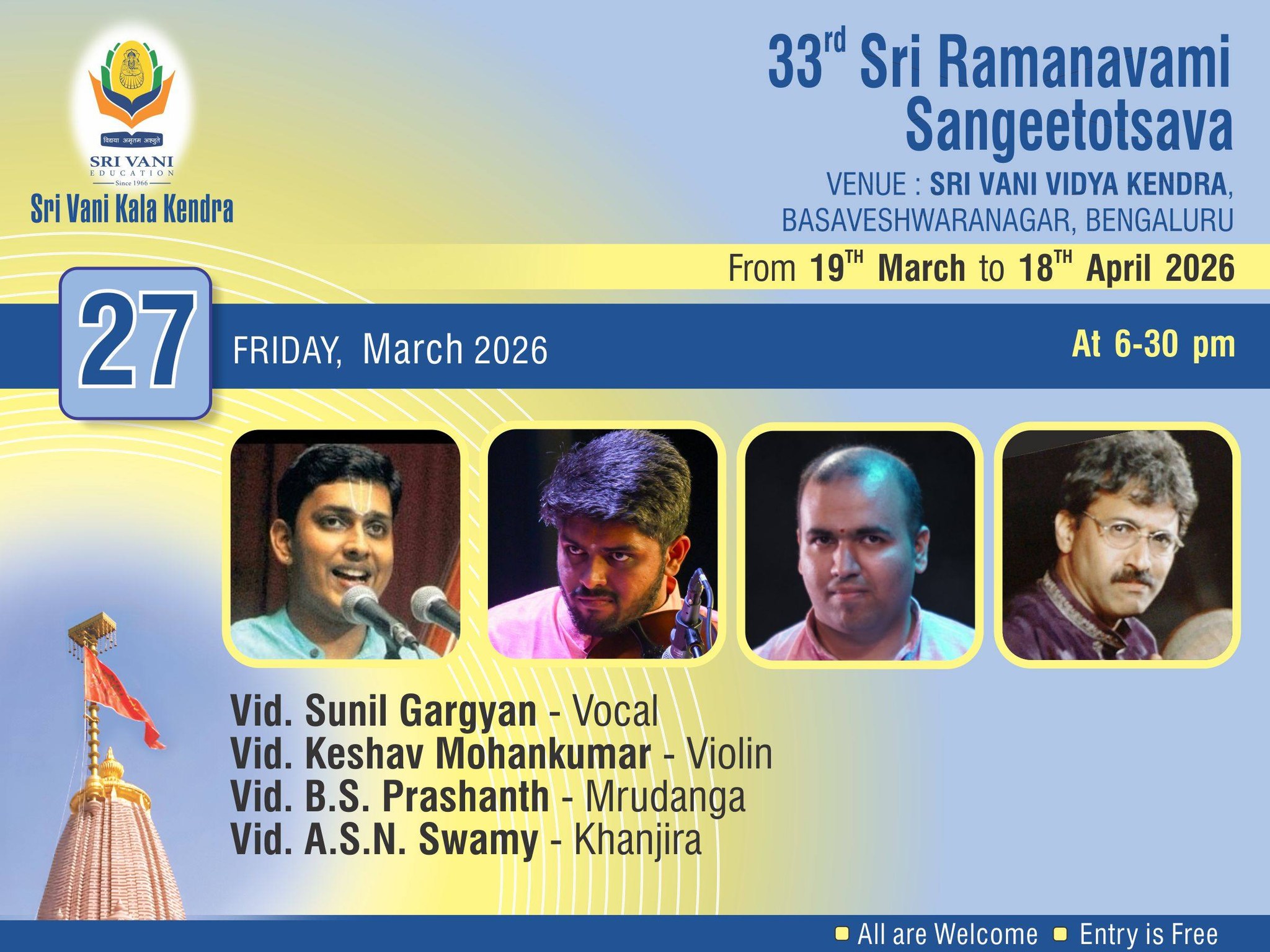Carnatic Vocal Concert poster