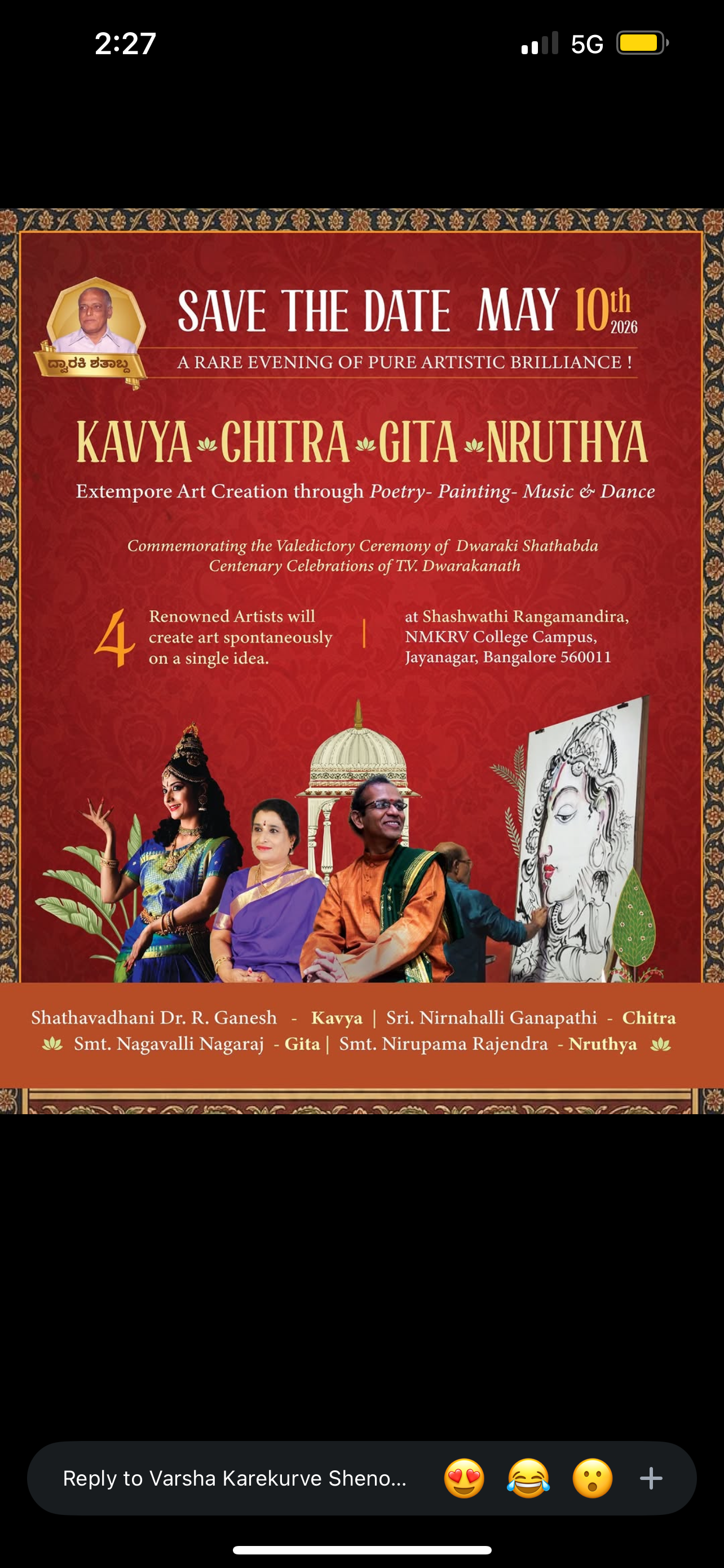 Kavya Chitra Gita Nruthya - Extempore Art Creation