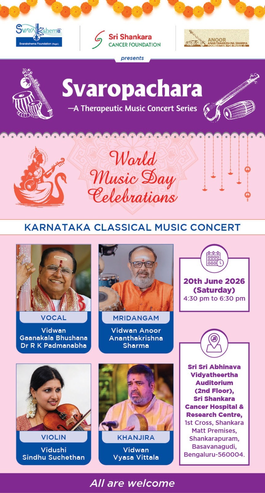 Svaropachara - A Therapeutic Music Concert Series: World Music Day Celebrations