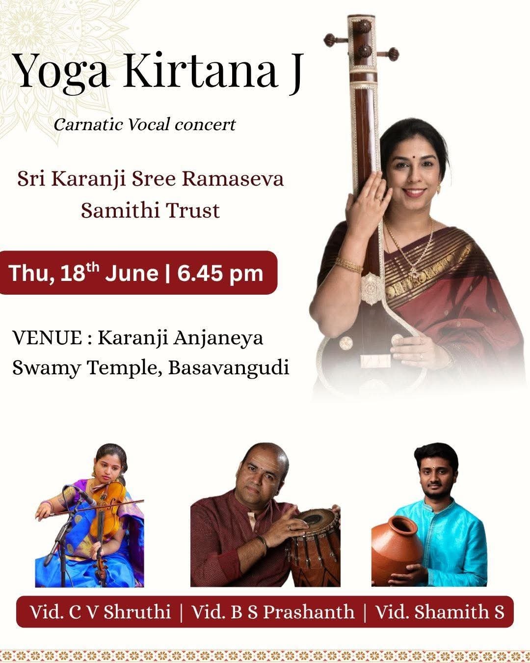 Yoga Kirtana J - Carnatic Vocal concert poster