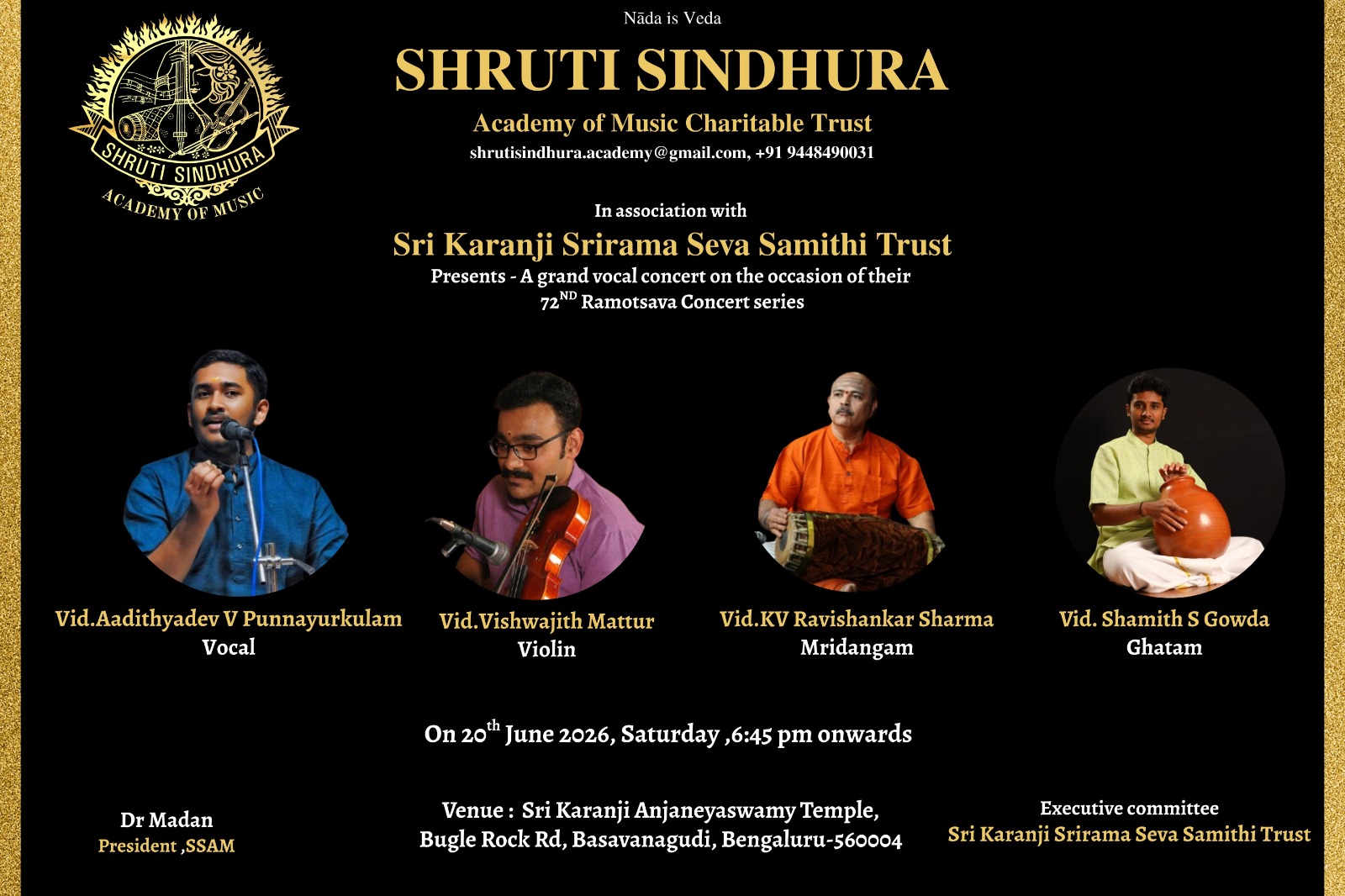 A grand vocal concert on the occasion of their 72nd Ramotsava Concert series
