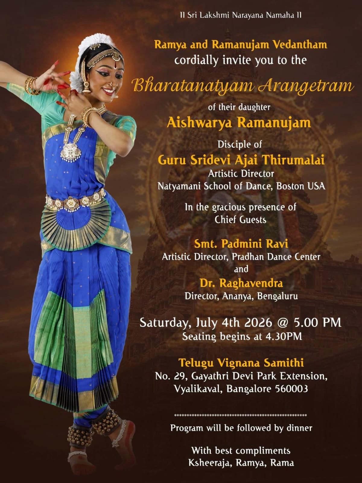 Bharatanatyam Arangetram of Aishwarya Ramanujam