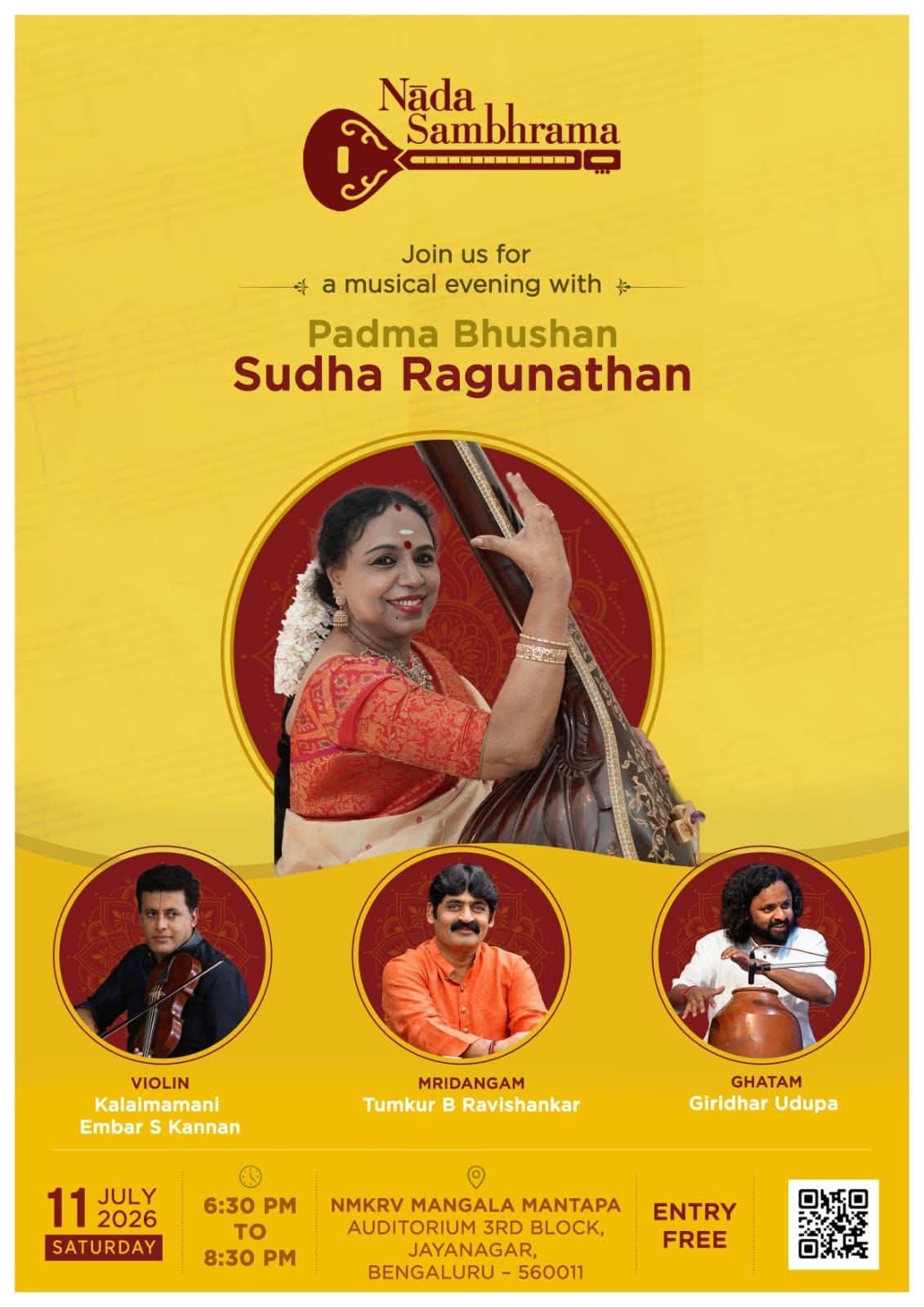 A Musical Evening with Padma Bhushan Sudha Ragunathan