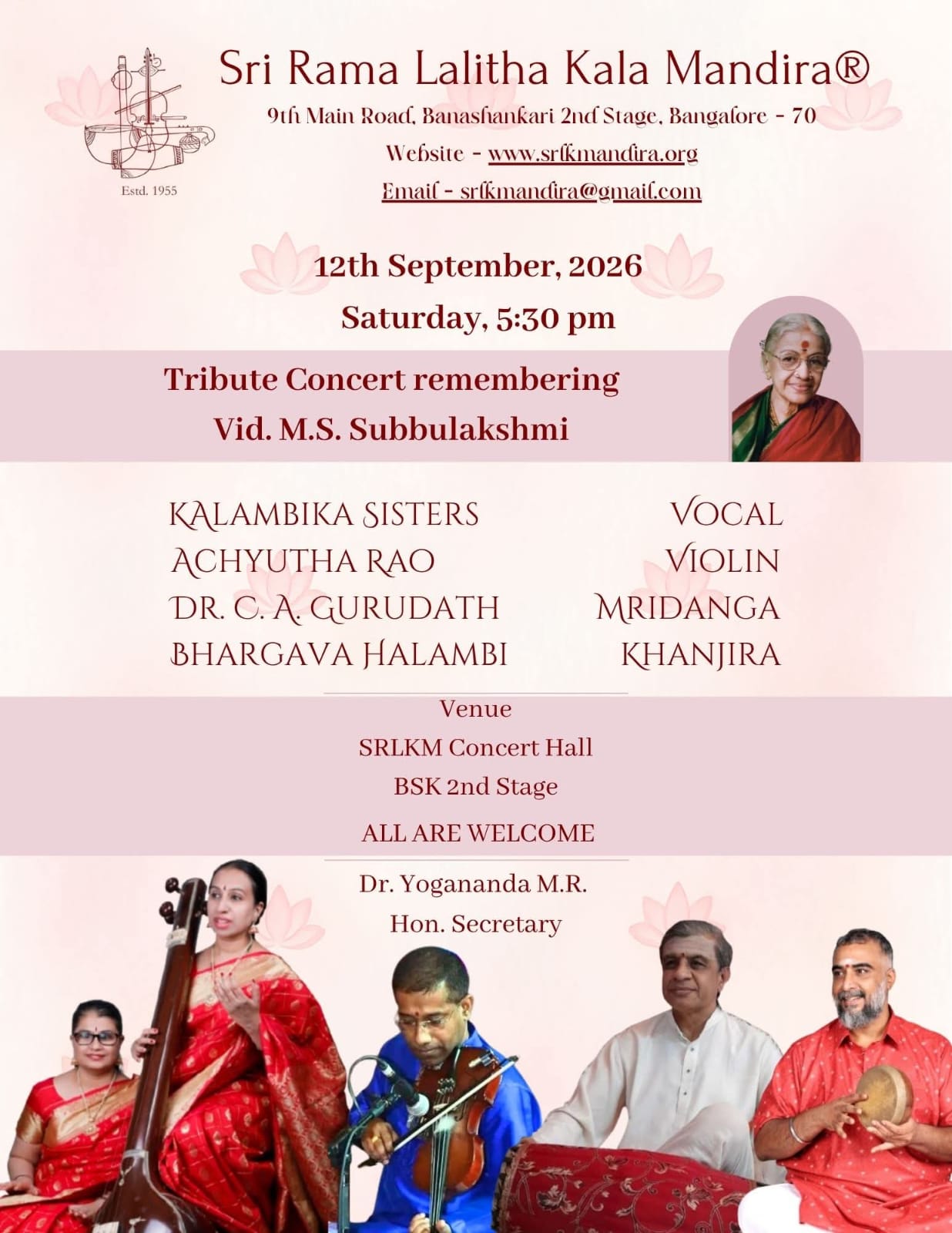 Tribute Concert remembering Vid. M.S. Subbulakshmi