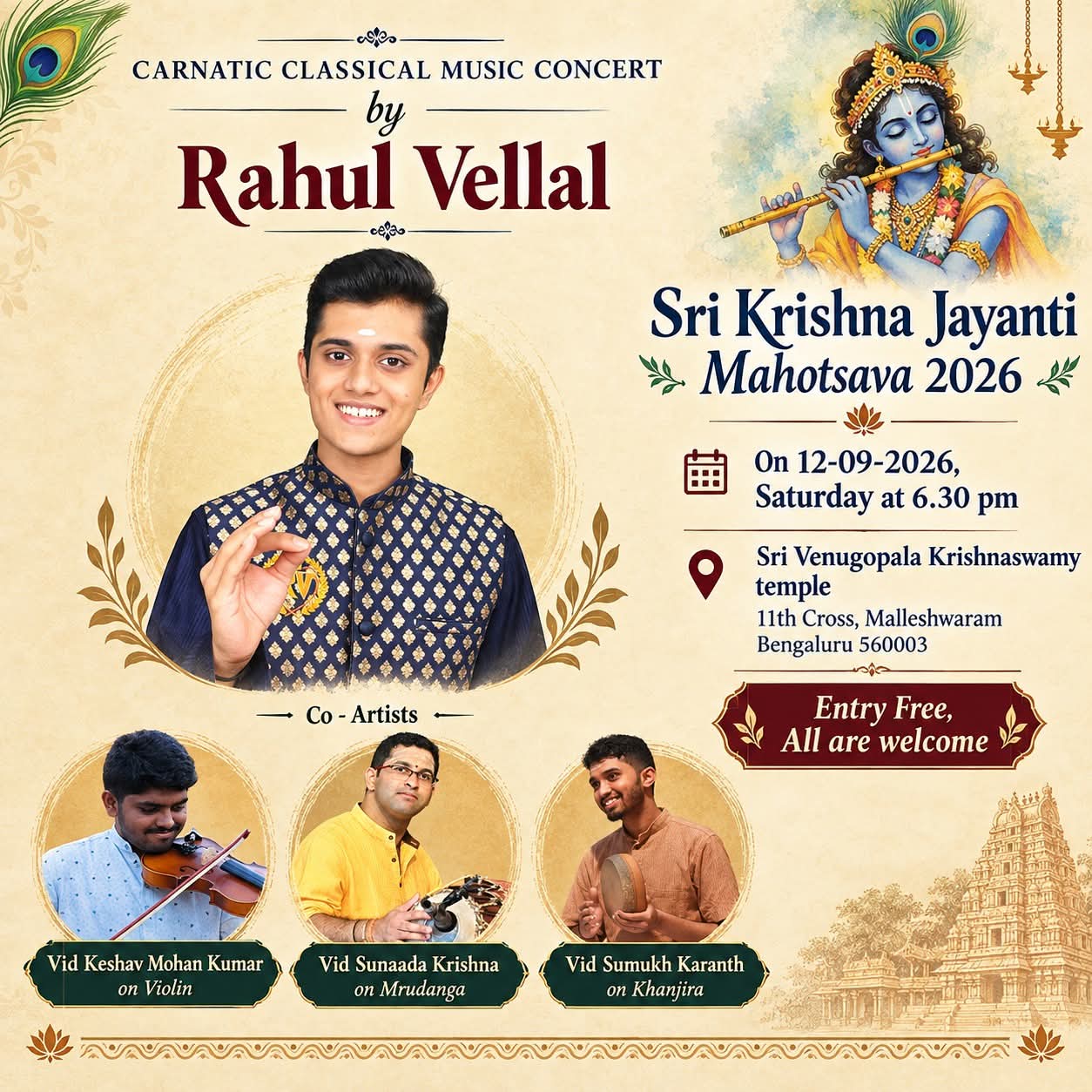 Carnatic Classical Music Concert by Rahul Vellal